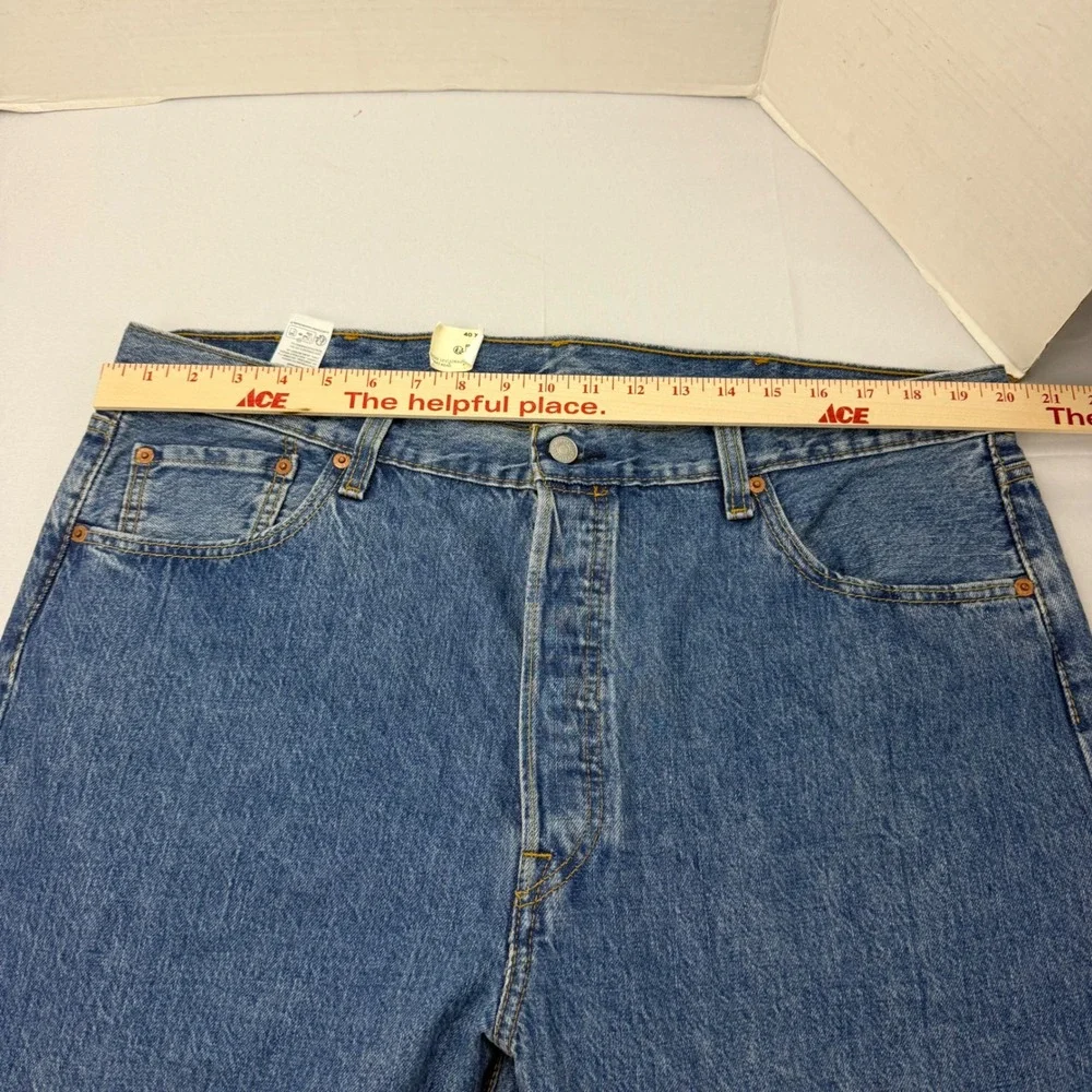 Levis 501 Original Fit Jeans Mens 40x34 Blue Denim Straight Leg Button Fly